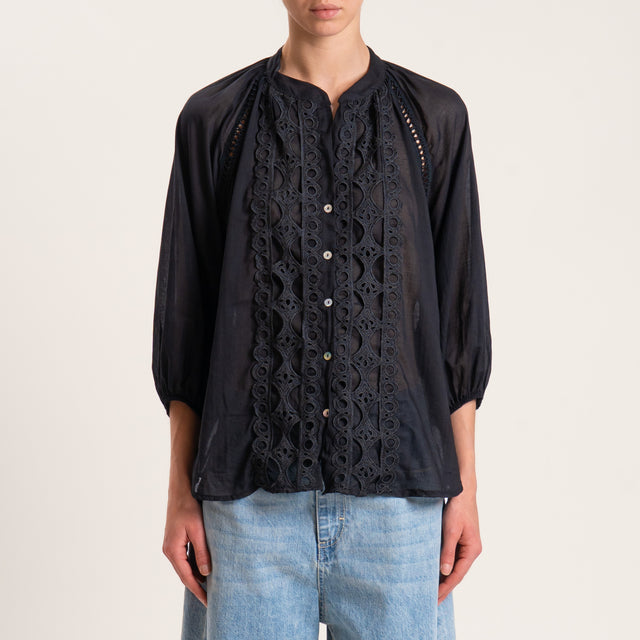 Tensione in-Camicia mussola con pizzo - nero