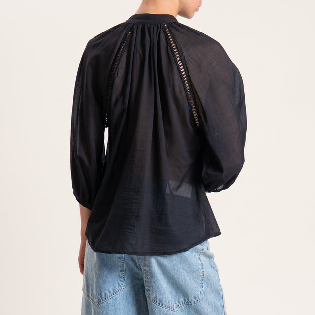 Tensione in-Camicia mussola con pizzo - nero