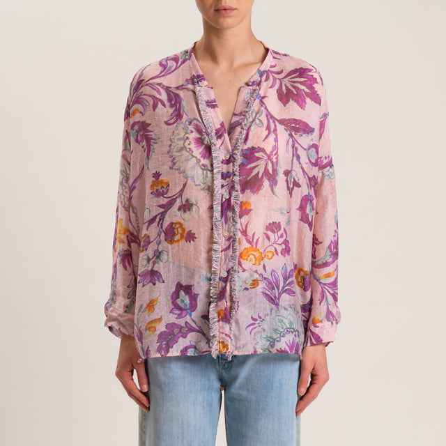 Camiseta de muselina de lyocell fantasía Tension - rosa/morado/aguamarina