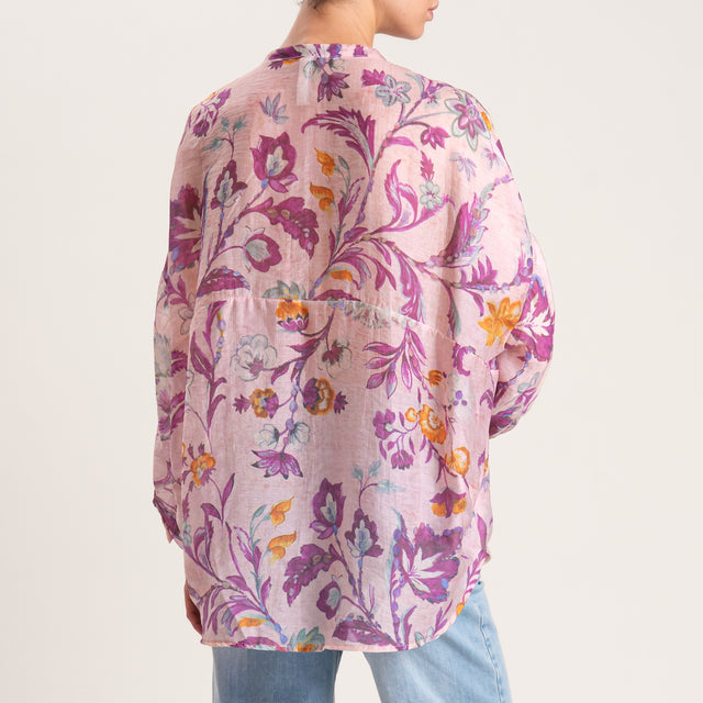 Camiseta de muselina de lyocell fantasía Tension - rosa/morado/aguamarina