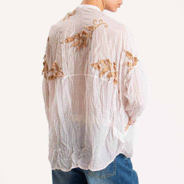 Tensione in-Camicia misto seta con ricami - cipria