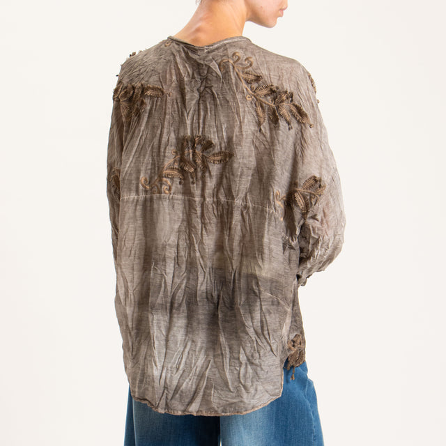 Tensione in-Camicia misto seta con ricami - cocco
