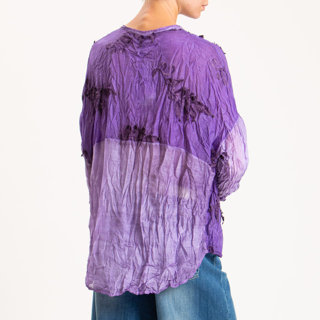 Tensione in-Camicia misto seta con ricami - bouganville