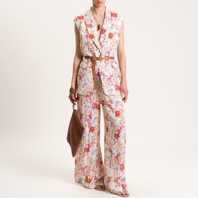 Tensione in-Gilet fantasia floreale - latte/cherry/peach