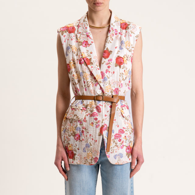 Tensione in-Gilet fantasia floreale - latte/cherry/peach