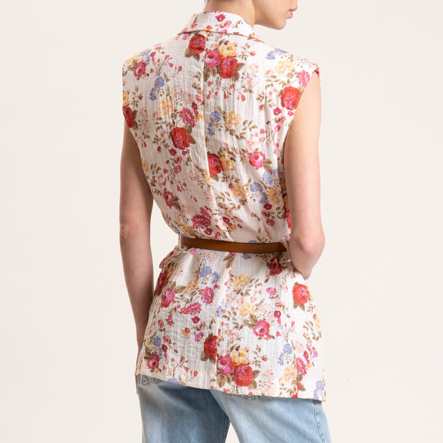 Tensione in-Gilet fantasia floreale - latte/cherry/peach