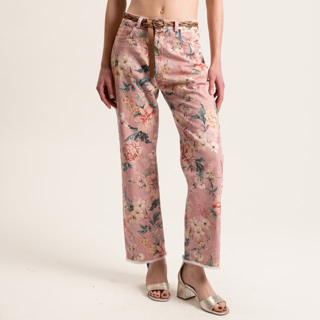 Tensione in-Jeans fantasia floreale - rosa/cipria/sand