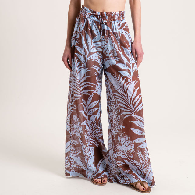 Tensione in-Pantalone mussola fantasia con coulisse - moro/cielo