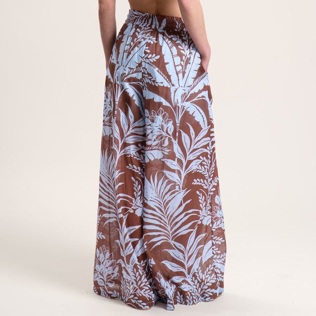 Tensione in-Pantalone mussola fantasia con coulisse - moro/cielo