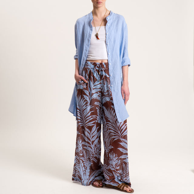 Tensione in-Pantalone mussola fantasia con coulisse - moro/cielo