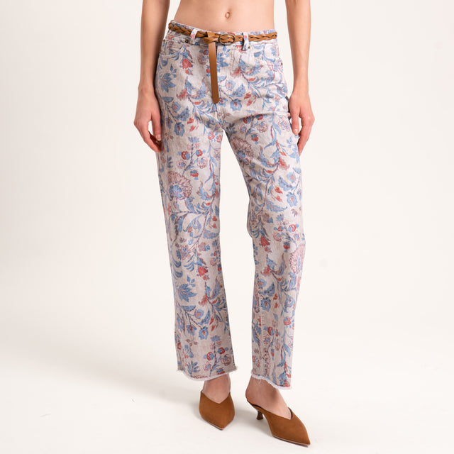 Tensione in-Jeans fantasia floreale - sand/azzurro/cherry