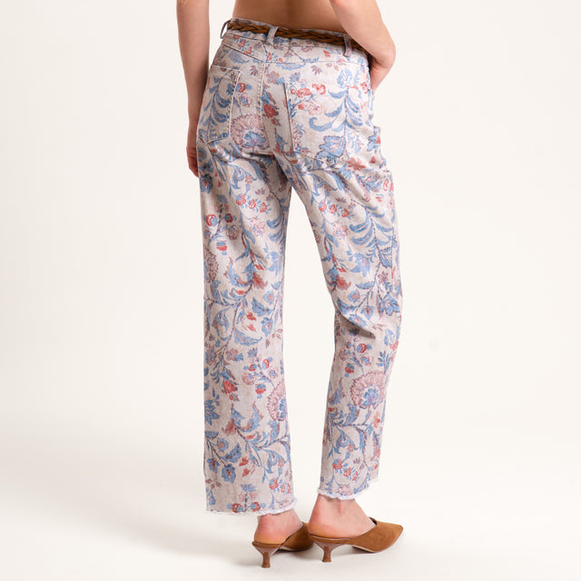 Tensione in-Jeans fantasia floreale - sand/azzurro/cherry