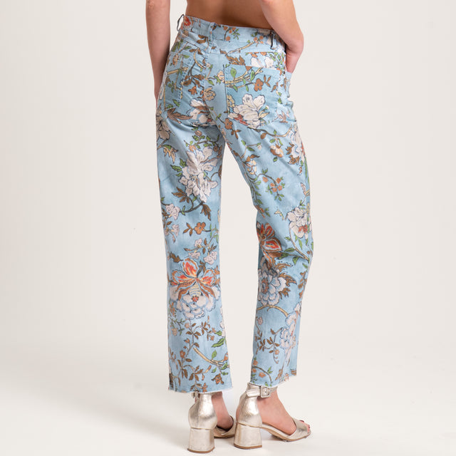 Pantalón Tension fantasía floral - azul claro/leche/cuero