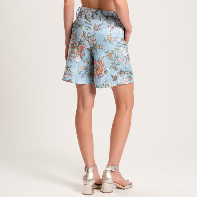 Pantalones cortos Tension fantasía floral - azul claro/leche/cuero