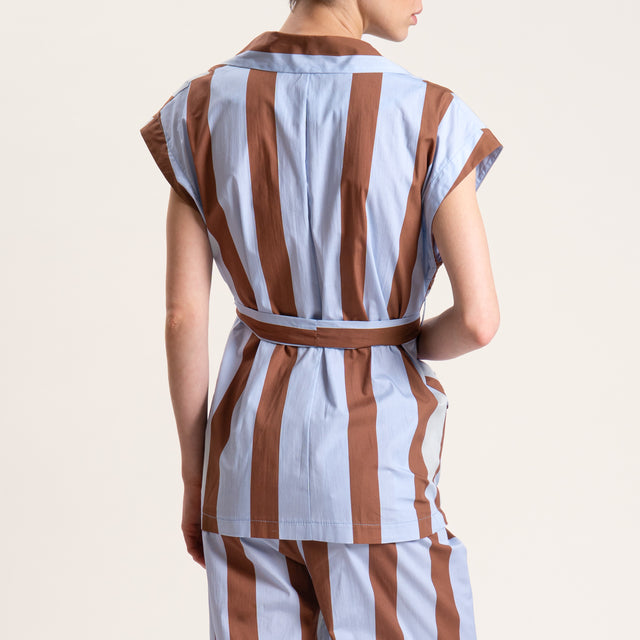 Tensione in-Completo giacca e pantalone a righe - cielo/cuoio