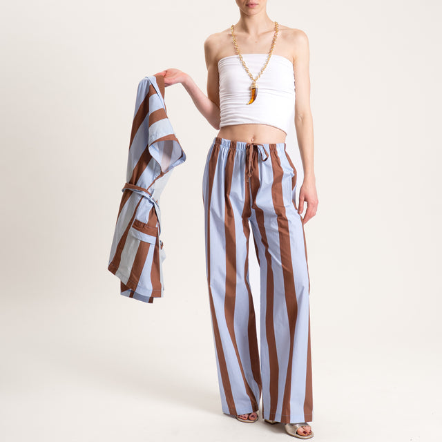 Tensione in-Completo giacca e pantalone a righe - cielo/cuoio