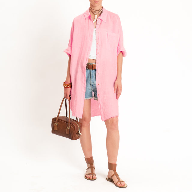 Tensione in-Abito chemisier 100% lino - rosa confetto