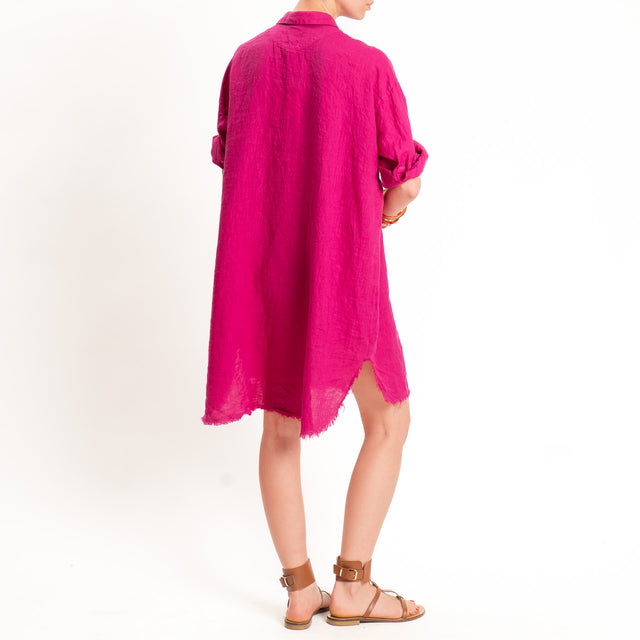 Tensione in-Abito chemisier 100% lino - magenta