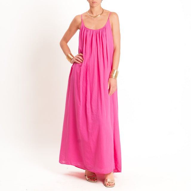 Tensione in-Abito mussola bretelle regolabili - fucsia