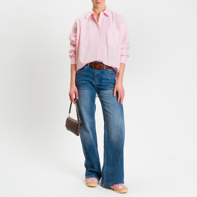 Tensione in-Camicia oxford over in cotone - rosa
