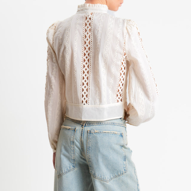 Tensione in-Camicia mandarin con ricami - burro