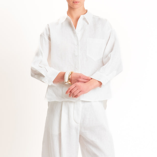 Tensione in-Camicia 100% lino con taschino - bianco