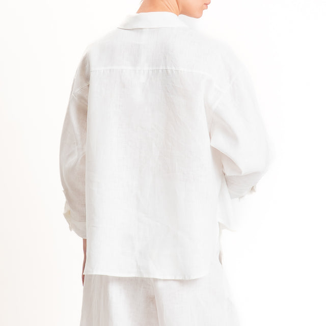 Tensione in-Camicia 100% lino con taschino - bianco