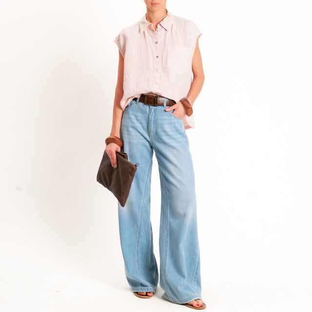 Tensione in-Camicia smanicata 100% lino - cipria