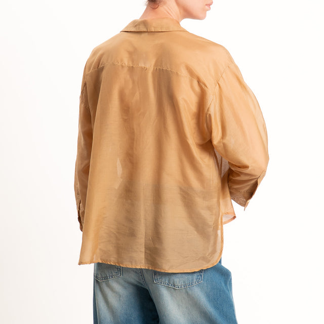 Tensione in-Camicia misto seta taschino paillettes - tabacco/bronzo