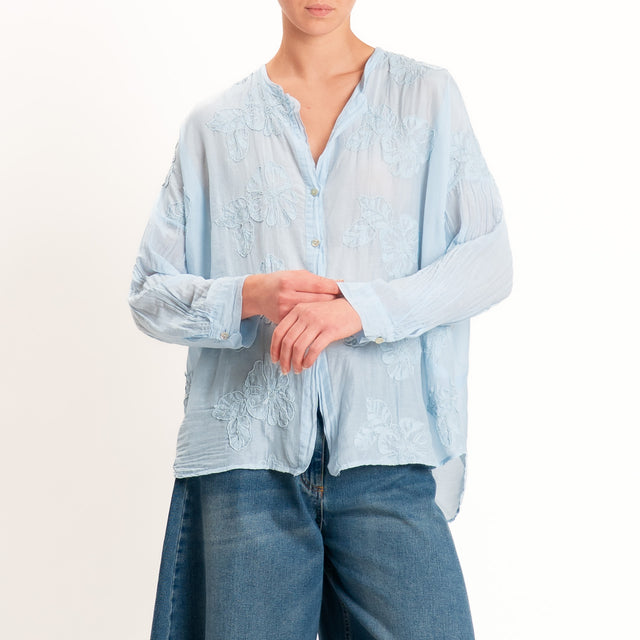 Tensione in-Camicia mussola con ricami - cielo