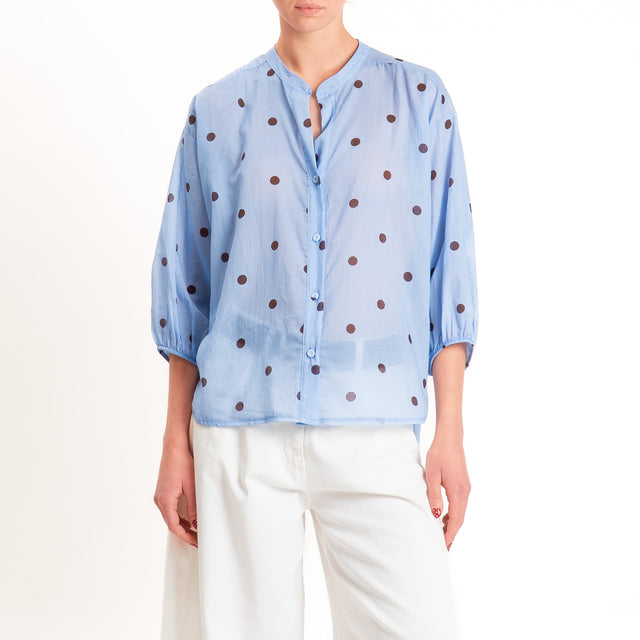 Tensione in-Camicia mussola pois - azzurro/moro