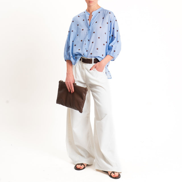 Tensione in-Camicia mussola pois - azzurro/moro