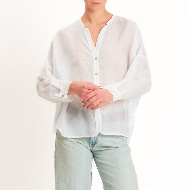 Tensione in-Camicia mussola misto seta - bianco