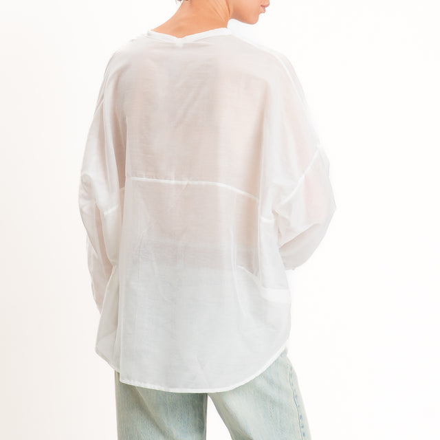 Tensione in-Camicia mussola misto seta - bianco