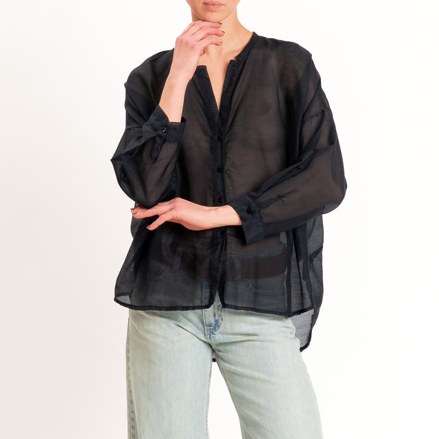 Tensione in-Camicia mussola misto seta - nero