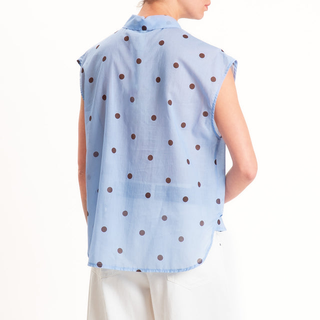 Tensione in-Camicia mussola smanicata a pois - azzurro/moro