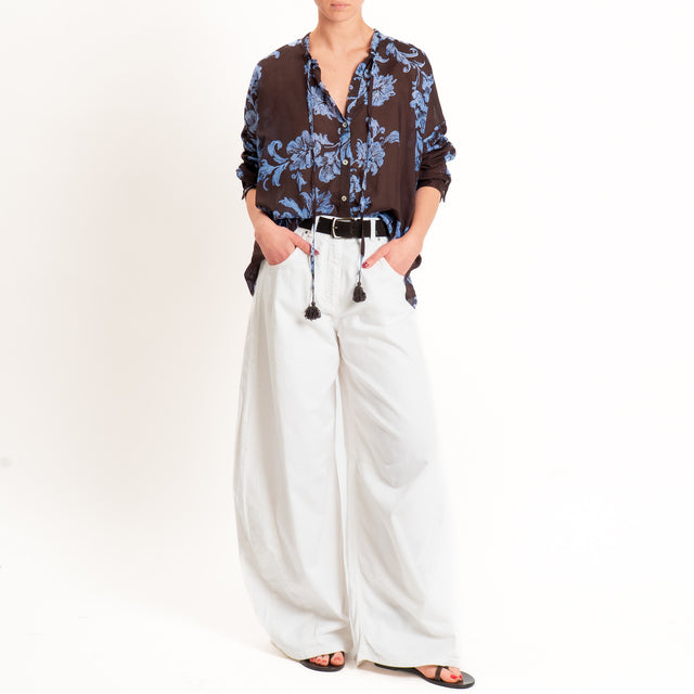 Tensione in-Camicia mussola fantasia floreale - moro/celeste