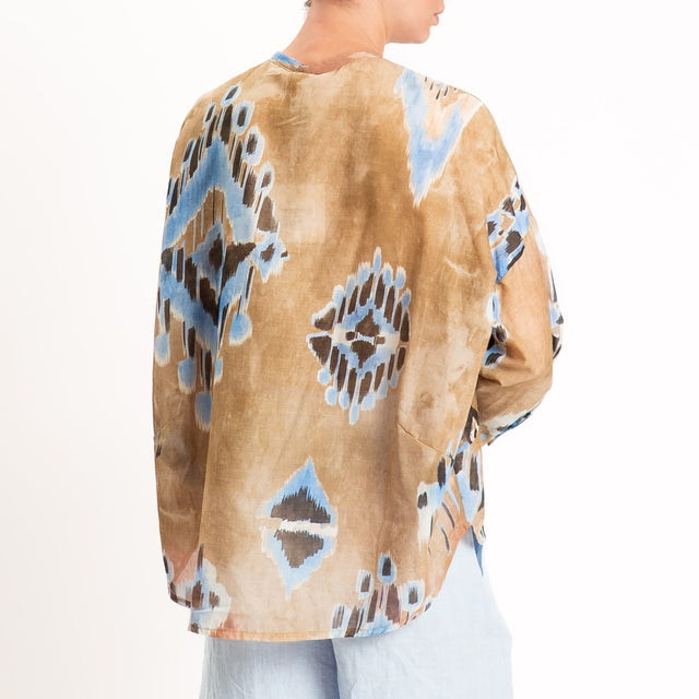 Tensione in-Camicia mussola fantasia etnica - beige/cielo/moro