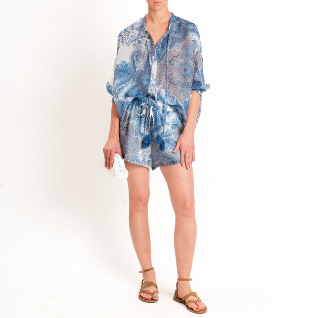 Tensione in-Camicia mussola fantasia cashmere - latte/jeans