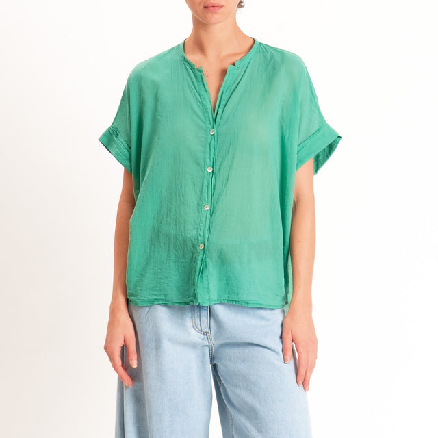 Tensione in-Camicia in mussola manica scesa - verde