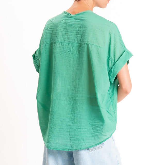 Tensione in-Camicia in mussola manica scesa - verde