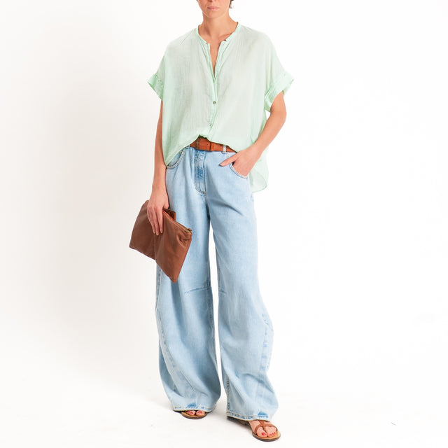 Tensione in-Camicia in mussola manica scesa - acqua