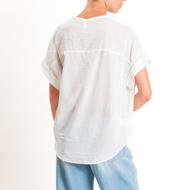 Tensione in-Camicia in mussola manica scesa - panna