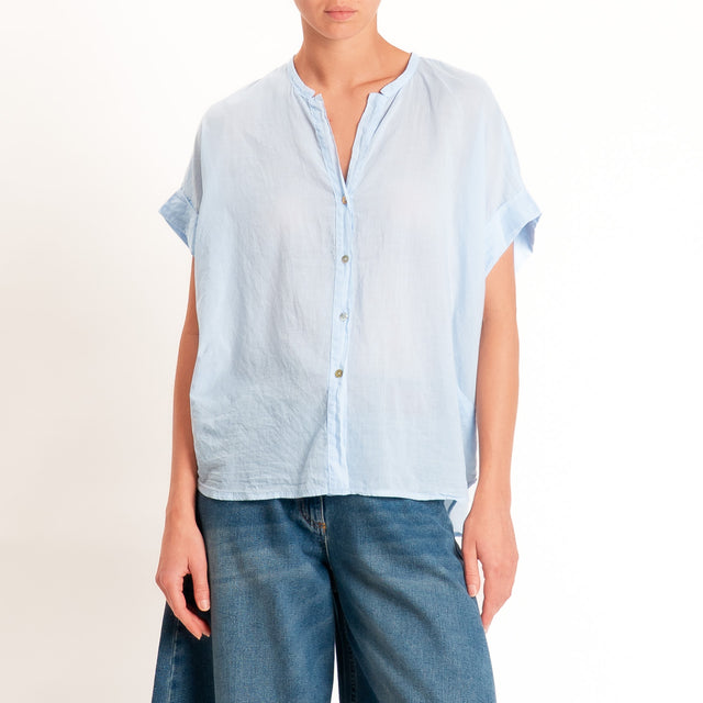 Tensione in-Camicia in mussola manica scesa - sky