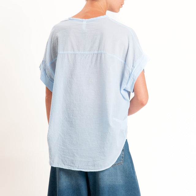 Tensione in-Camicia in mussola manica scesa - sky