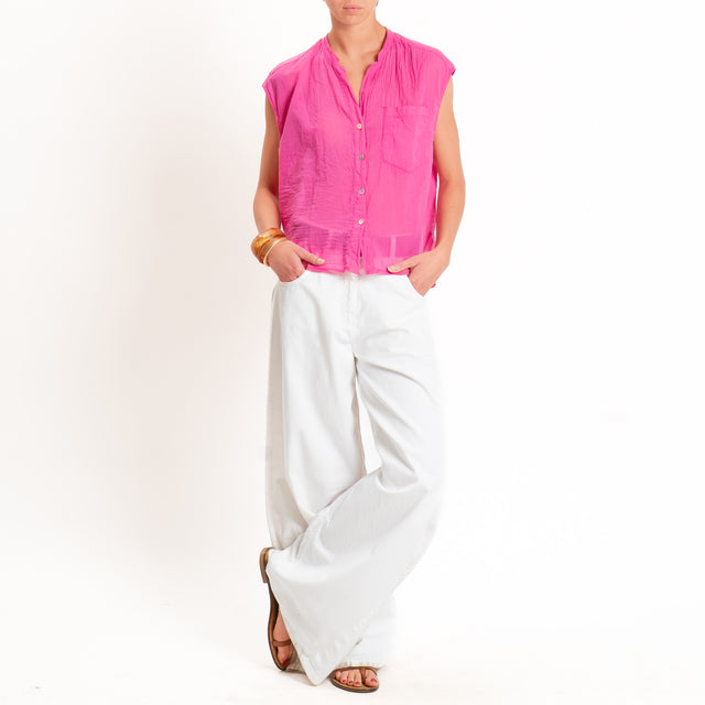 Tensione in-Camicia mussola smanicata - fucsia