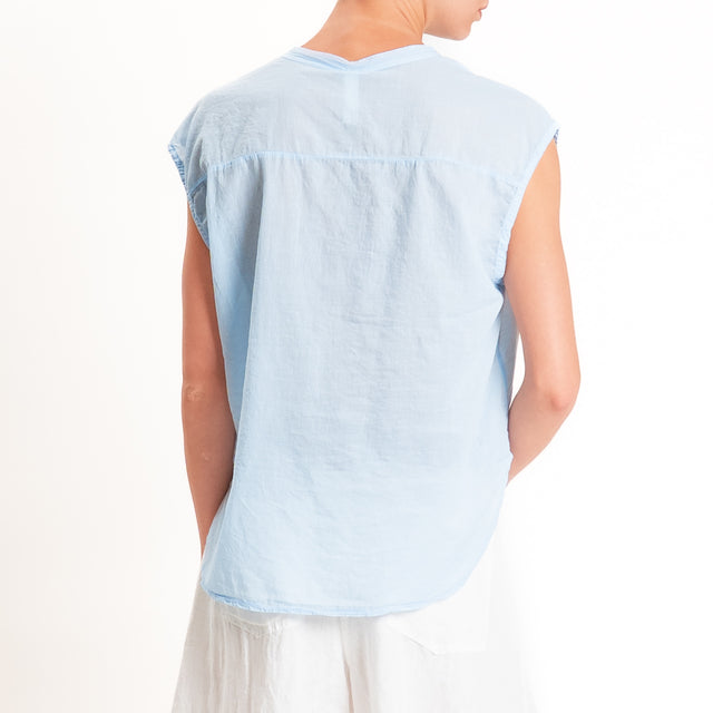 Tensione in-Camicia mussola smanicata - sky