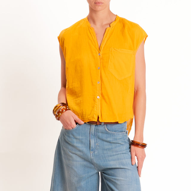Tensione in-Camicia mussola smanicata - mandarino