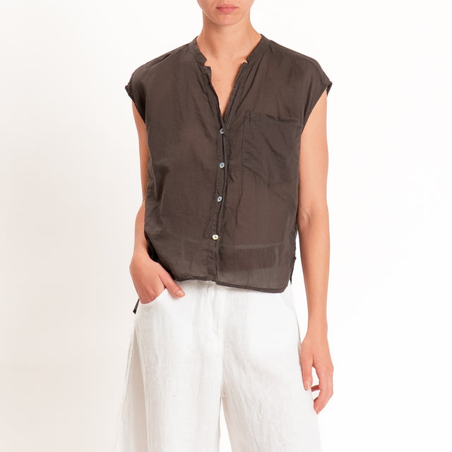 Tensione in-Camicia mussola smanicata - cocco