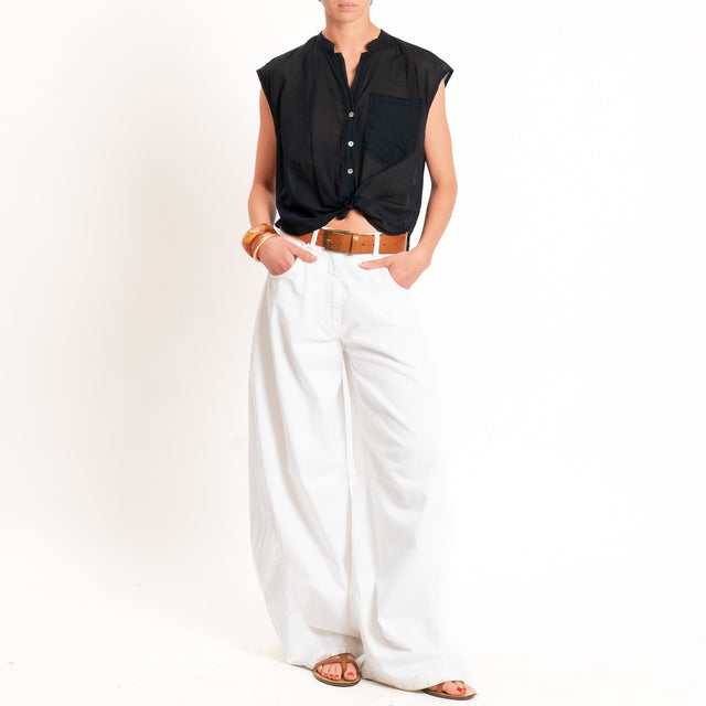 Tensione in-Camicia mussola smanicata - nero